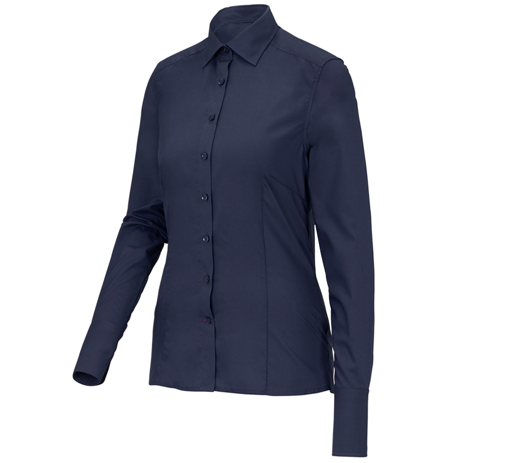 T-Shirts, Pullover & Skjorter: Businessbluse e.s.comfort, langærmet + mørkeblå