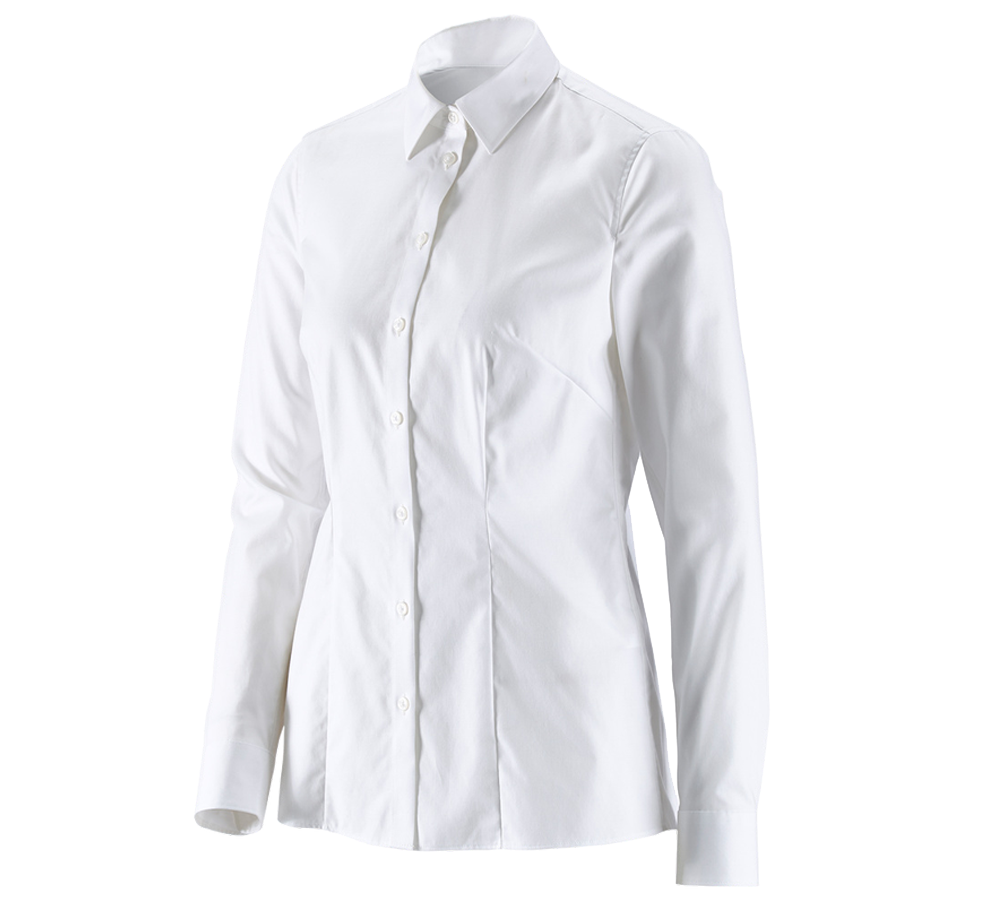 T-Shirts, Pullover & Skjorter: e.s. Businessbluse cotton stretch dam. regular fit + hvid