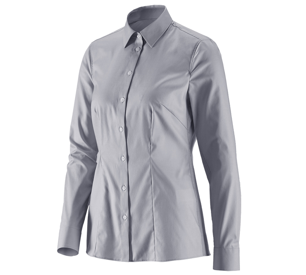 T-Shirts, Pullover & Skjorter: e.s. Businessbluse cotton stretch dam. regular fit + tågegrå