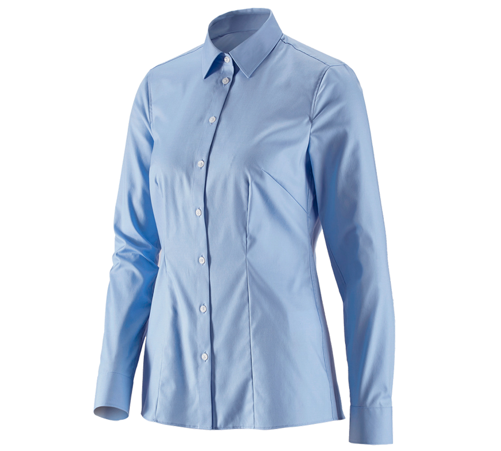 T-Shirts, Pullover & Skjorter: e.s. Businessbluse cotton stretch dam. regular fit + frostblå