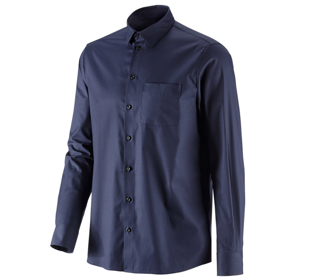 T-Shirts, Pullover & Skjorter: e.s. Business skjorte cotton stretch, comfort fit + mørkeblå
