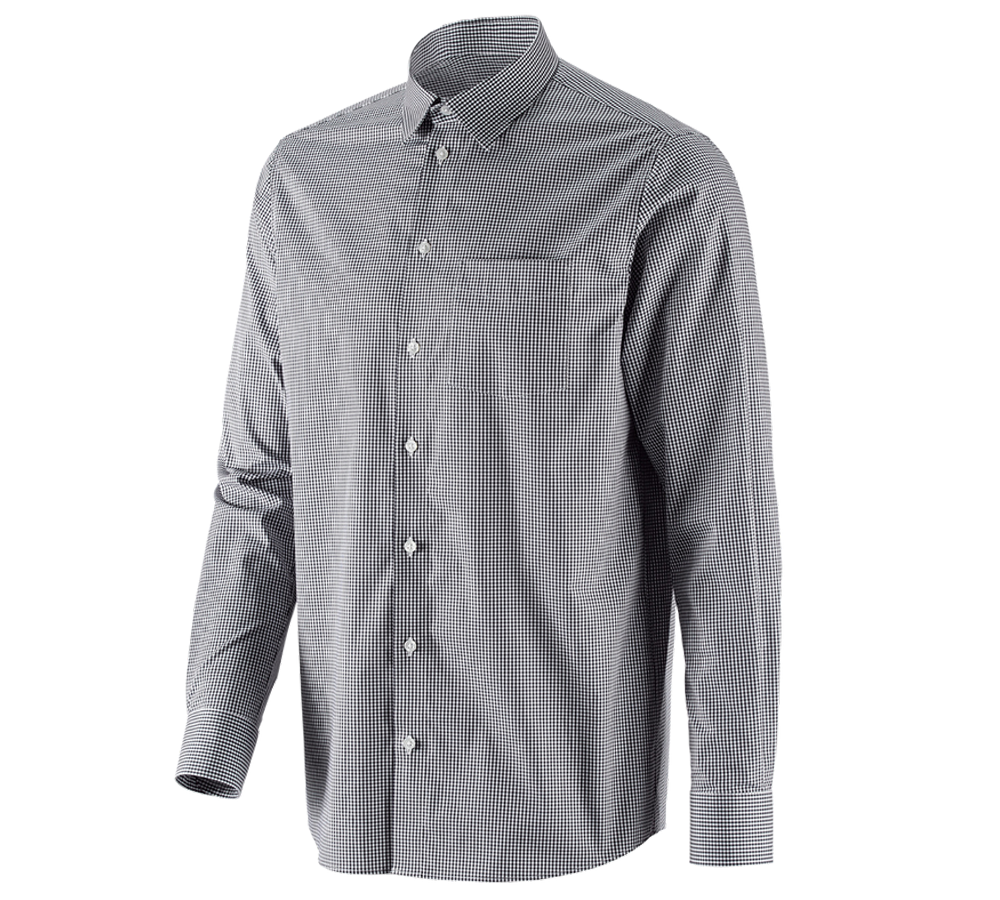 T-Shirts, Pullover & Skjorter: e.s. Business skjorte cotton stretch, comfort fit + sort ternet