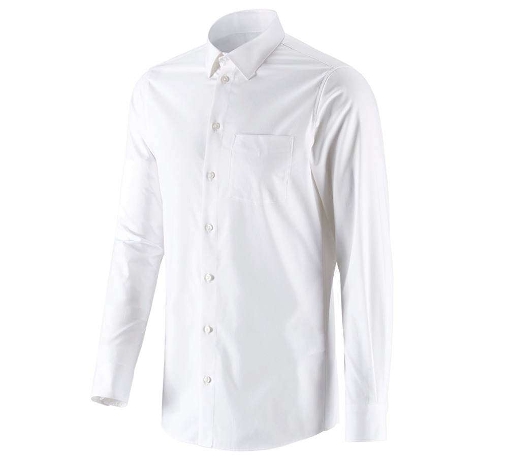 T-Shirts, Pullover & Skjorter: e.s. Business skjorte cotton stretch, slim fit + hvid