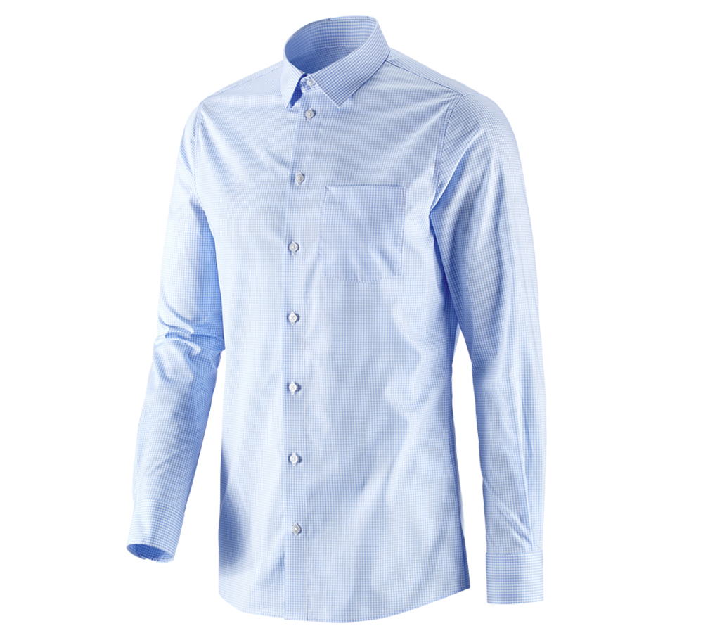 T-Shirts, Pullover & Skjorter: e.s. Business skjorte cotton stretch, slim fit + frostblå ternet