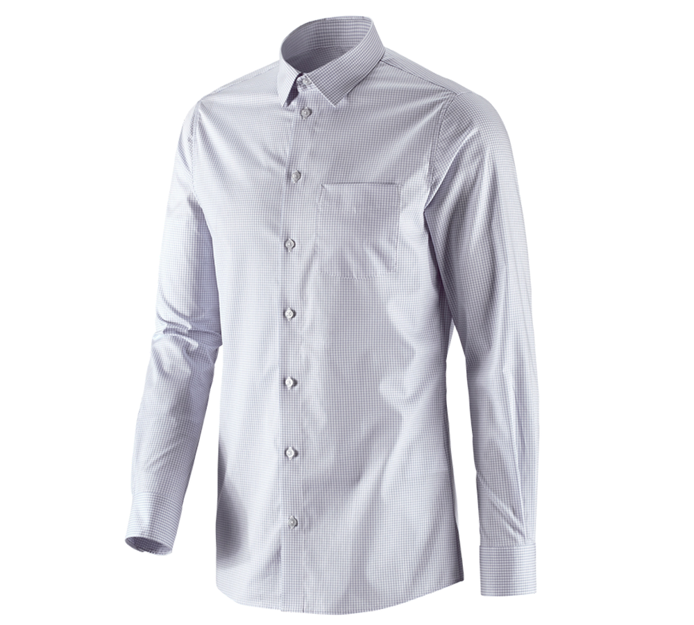 Emner: e.s. Business skjorte cotton stretch, slim fit + tågegrå  ternet