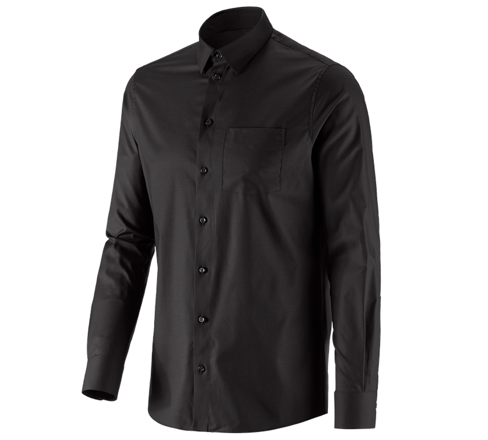 T-Shirts, Pullover & Skjorter: e.s. Business skjorte cotton stretch, regular fit + sort