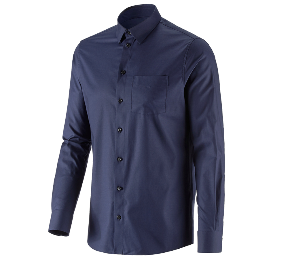 T-Shirts, Pullover & Skjorter: e.s. Business skjorte cotton stretch, regular fit + mørkeblå