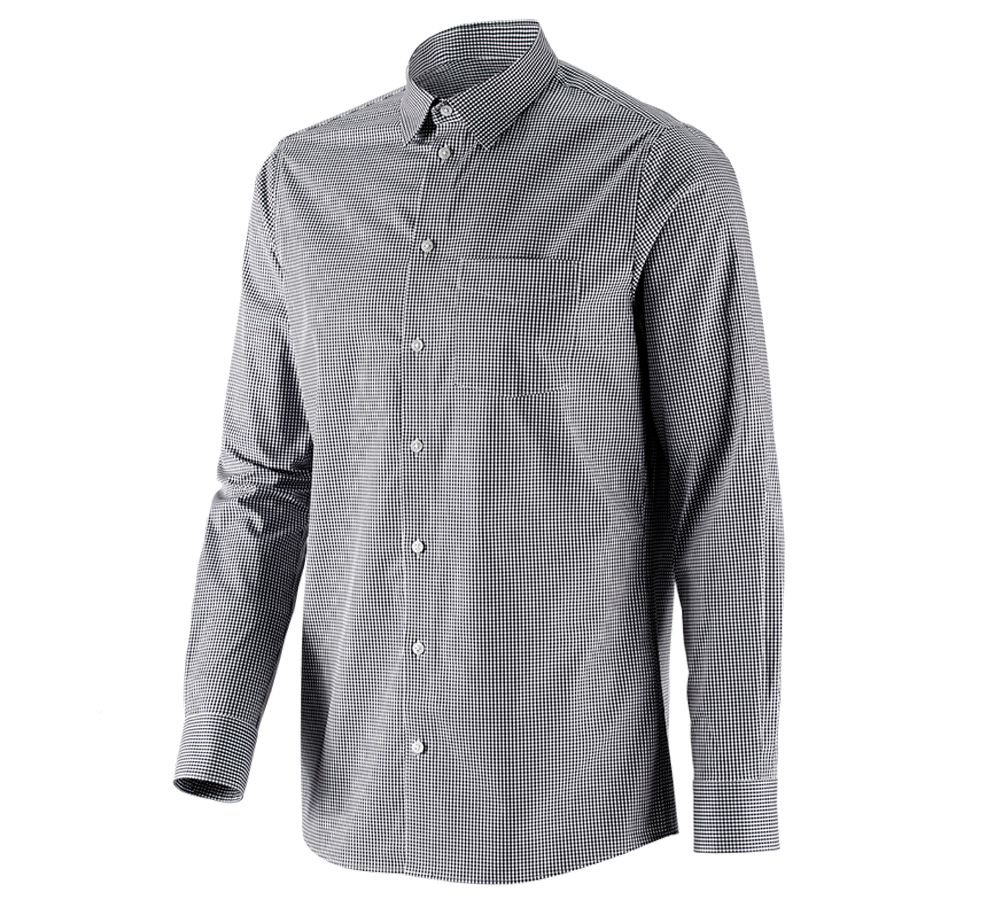 Emner: e.s. Business skjorte cotton stretch, regular fit + sort ternet