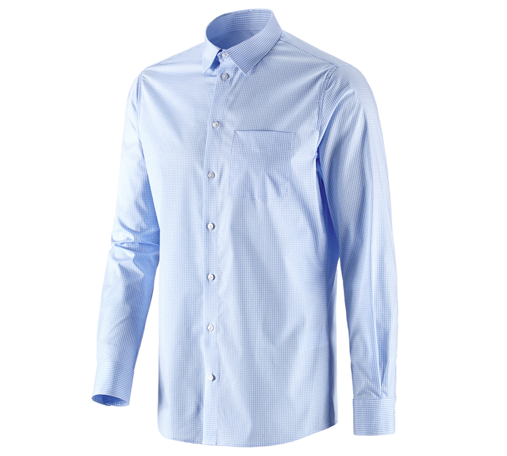 Topics: e.s. Business shirt cotton stretch, regular fit + frostblue checked
