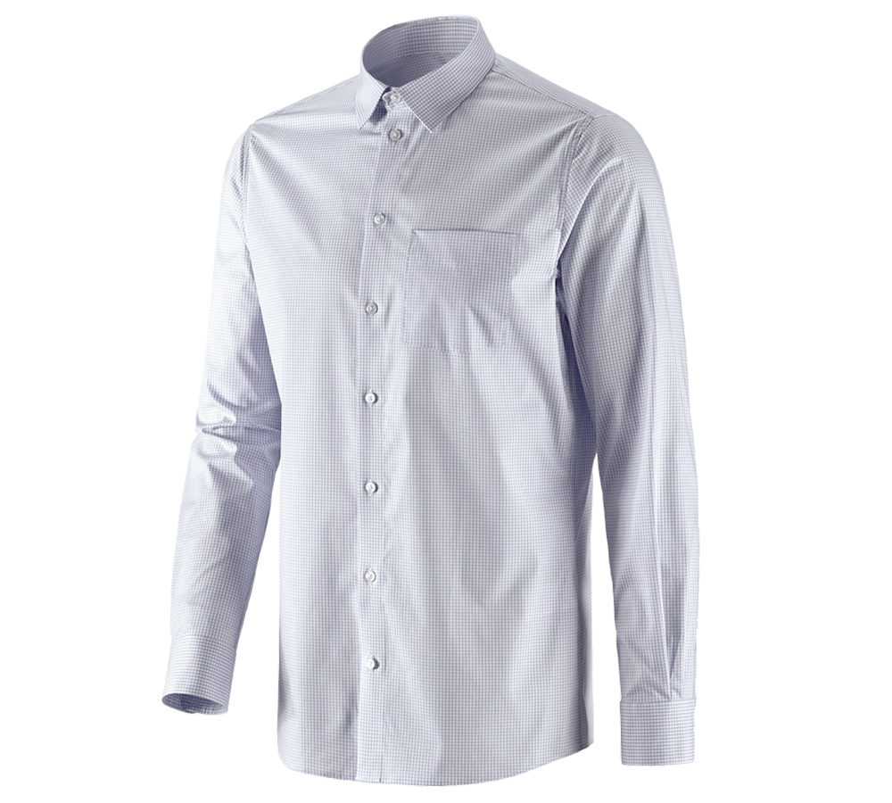 Emner: e.s. Business skjorte cotton stretch, regular fit + tågegrå  ternet