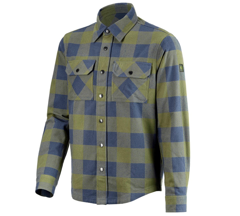 T-Shirts, Pullover & Skjorter: Karo skjorte e.s.iconic + bjerggrøn/oxidblå