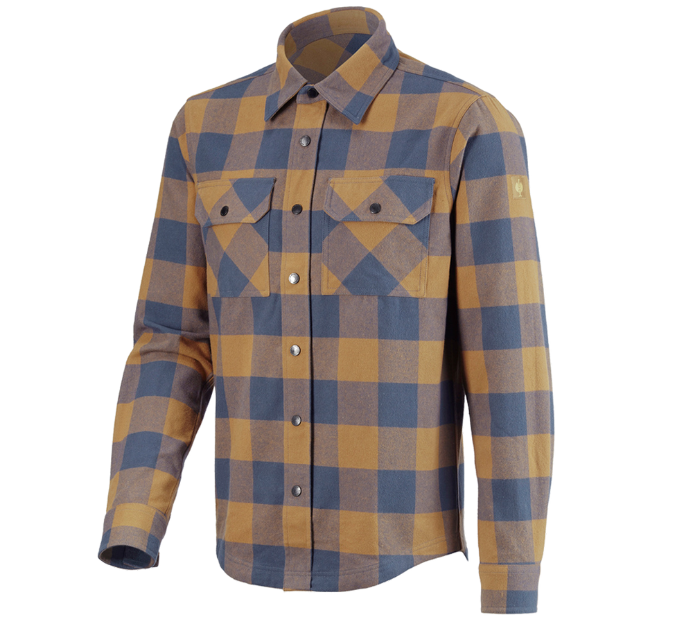 T-Shirts, Pullover & Skjorter: Karo skjorte e.s.iconic + mandelbrun/oxidblå