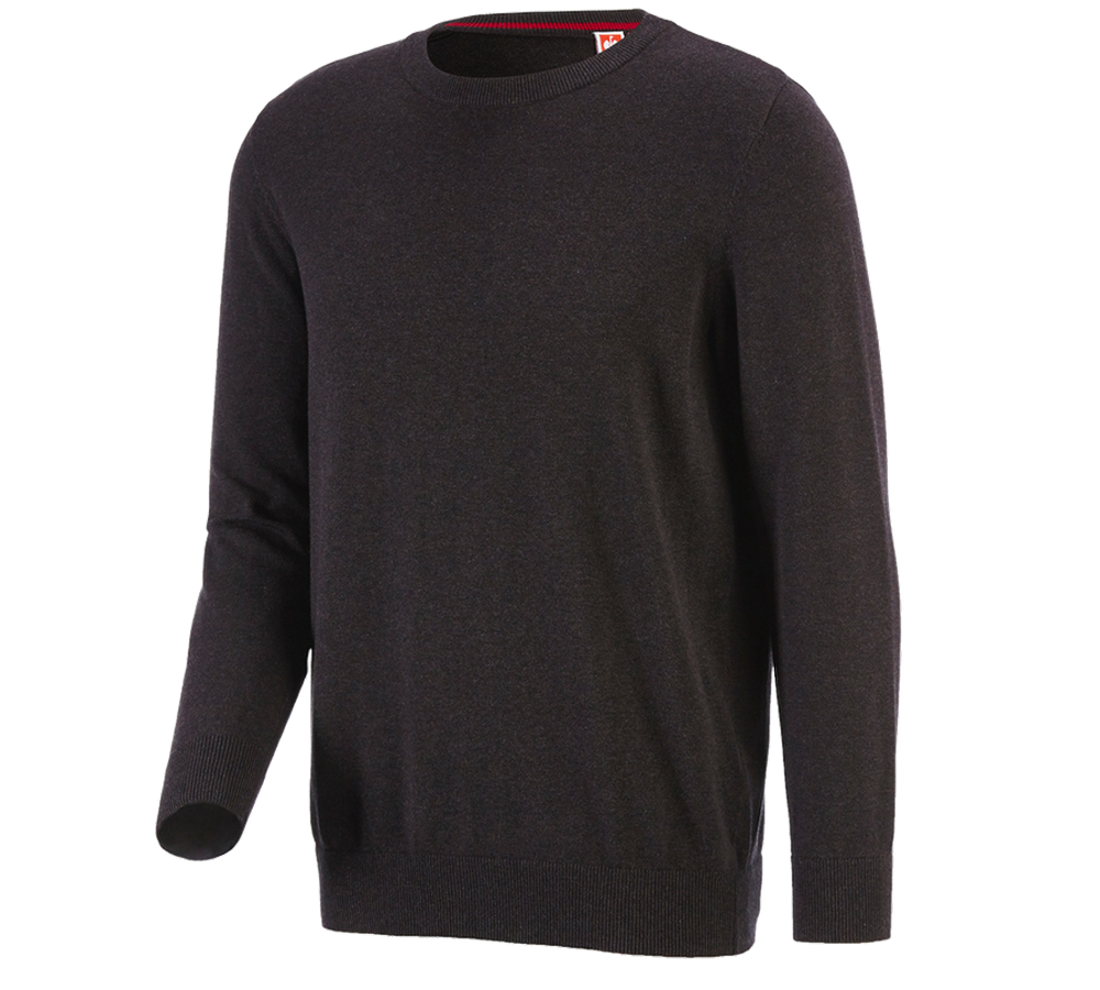 T-Shirts, Pullover & Skjorter: e.s. strikpullover, rund hals + brun melange