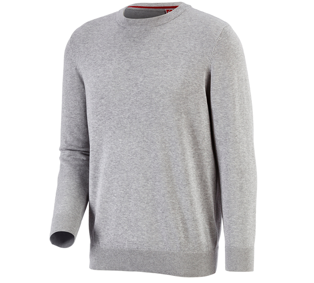 Shirts, Pullover & more: e.s. Knitted pullover, round neck + grey melange