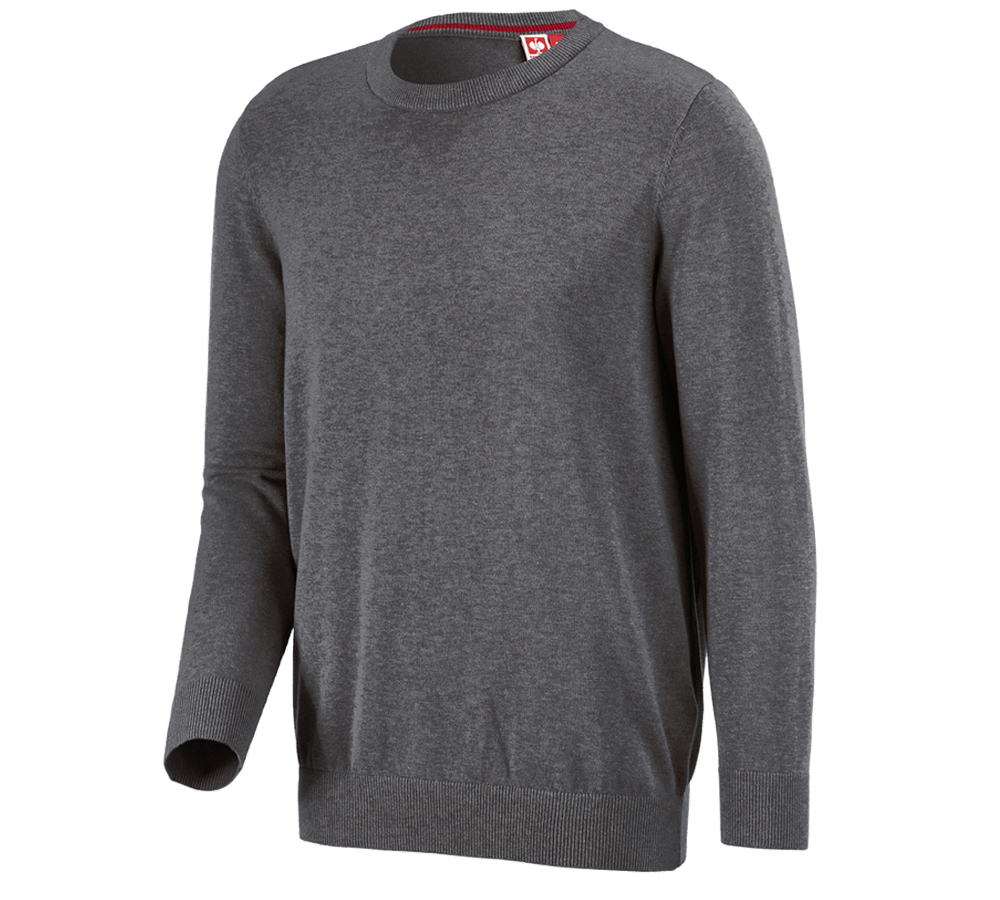 T-Shirts, Pullover & Skjorter: e.s. strikpullover, rund hals + antracit melange