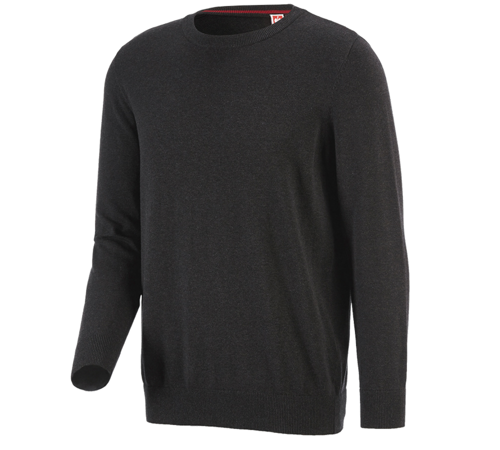 Shirts, Pullover & more: e.s. Knitted pullover, round neck + graphite melange