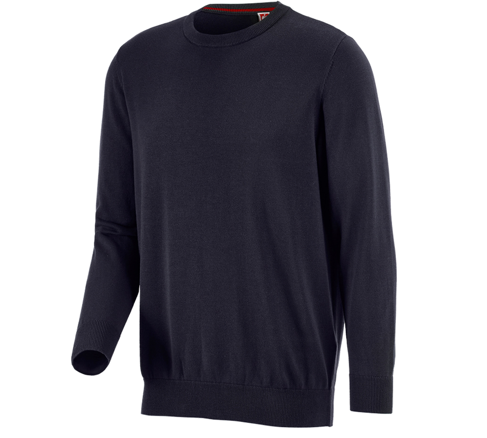T-Shirts, Pullover & Skjorter: e.s. strikpullover, rund hals + mørkeblå