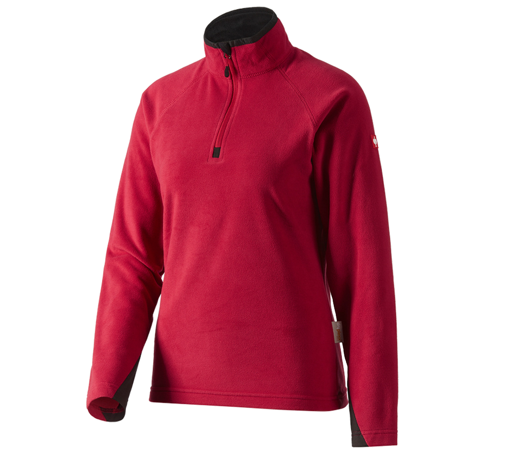 Kulde: Dame-microfleece trøje, høj krave dryplexx® micro + rød