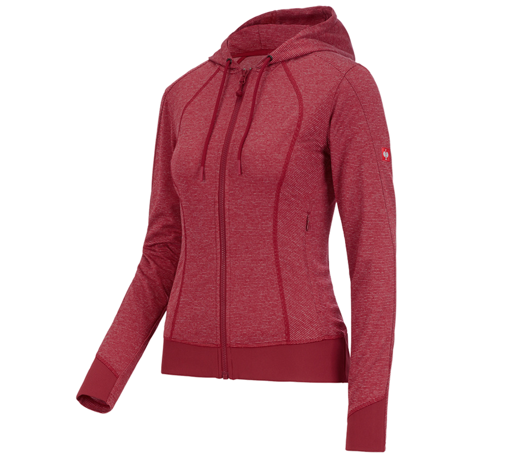 Shirts, Pullover & more: e.s. Functional hooded jacket stripe, ladies' + fiery red