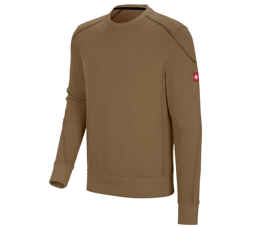 T-Shirts, Pullover & Skjorter: Sweatshirt cotton slub e.s.roughtough + valnød