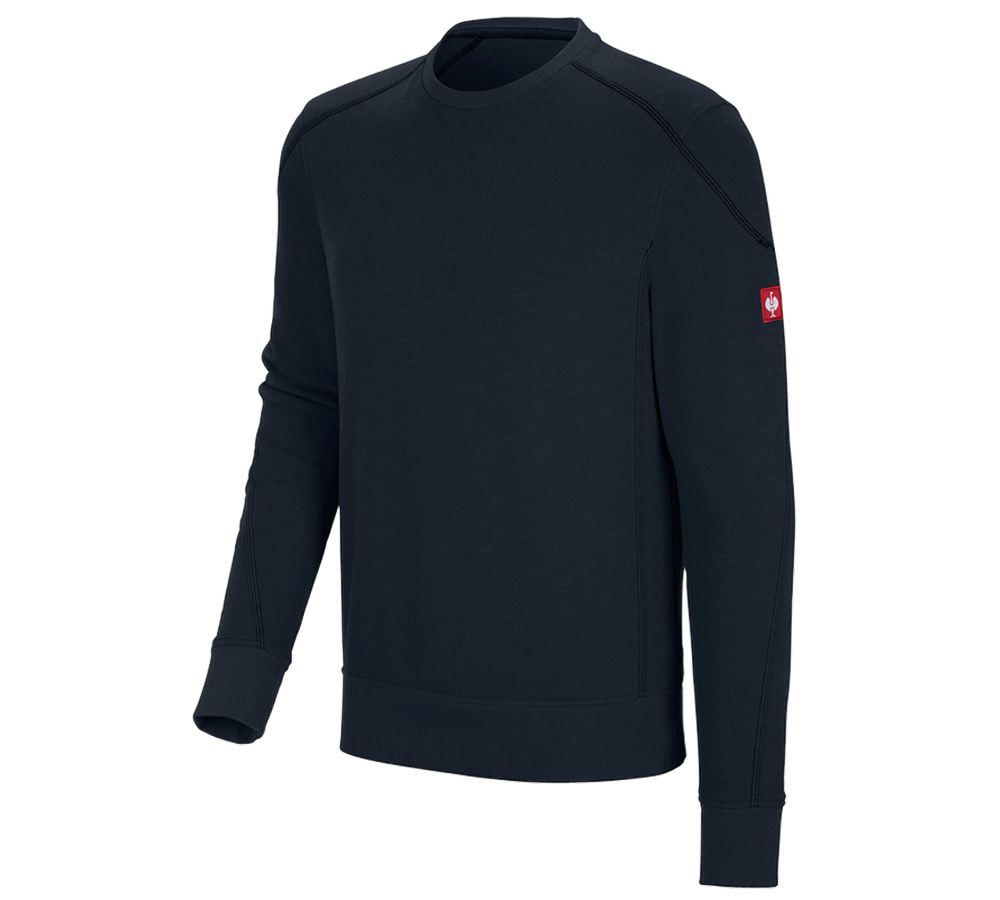 T-Shirts, Pullover & Skjorter: Sweatshirt cotton slub e.s.roughtough + natblå