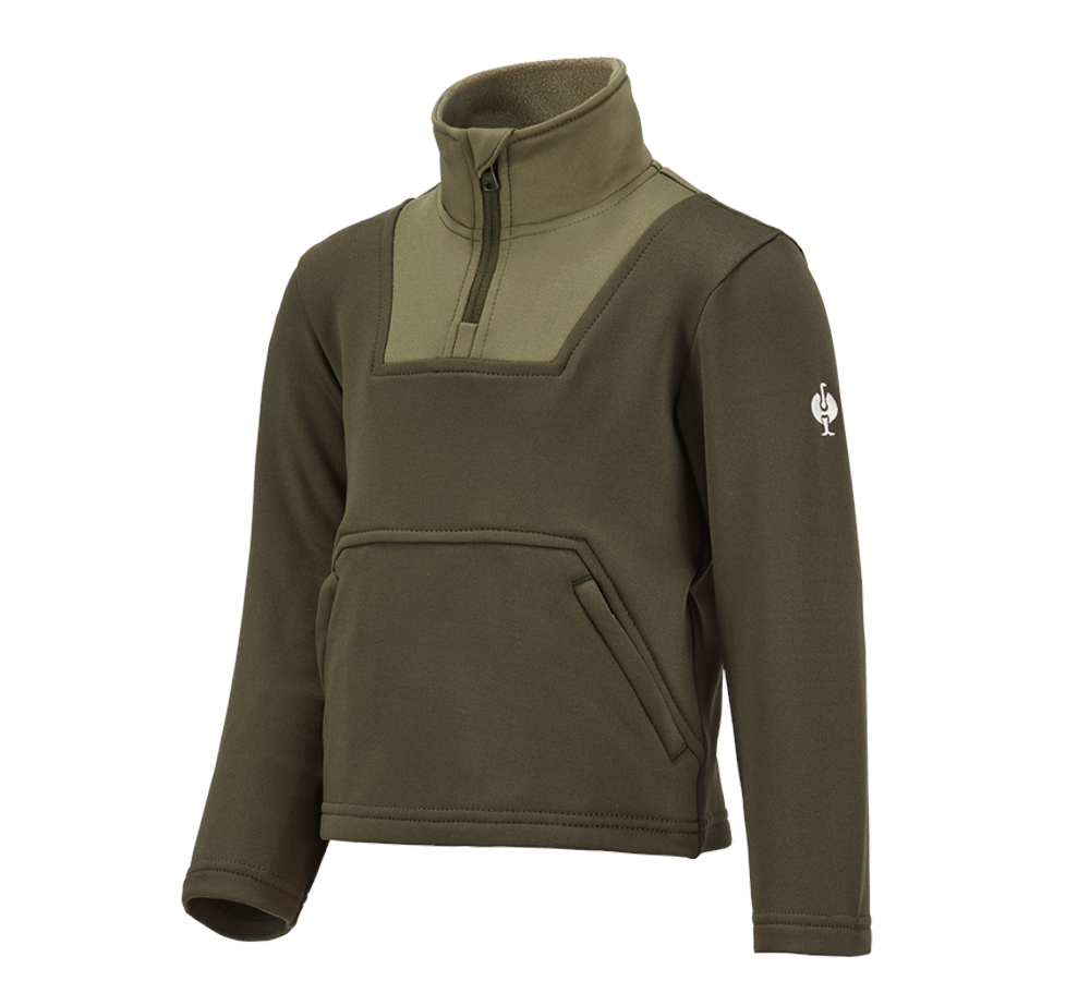 Shirts, Pullover & more: Funct.Troyer thermo stretch e.s.concrete child. + mudgreen/stipagreen