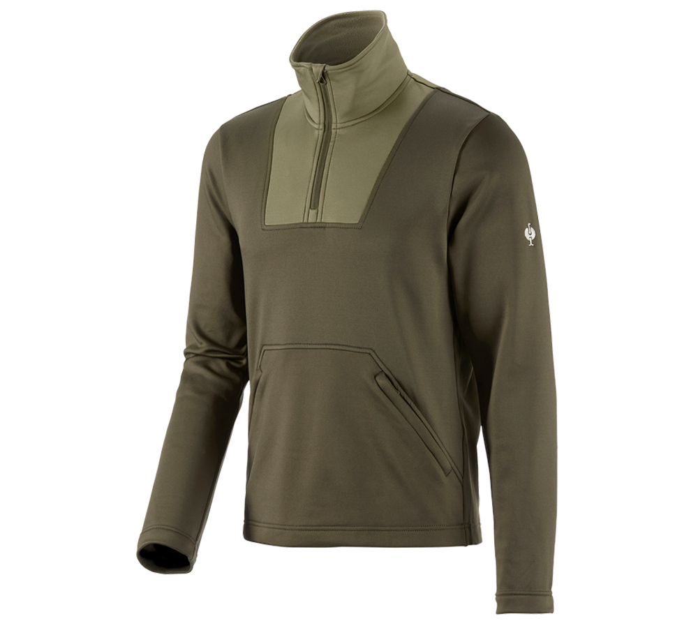 T-Shirts, Pullover & Skjorter: Pullover høj krave thermo stretch e.s.concrete + slamgrøn/stipagrøn