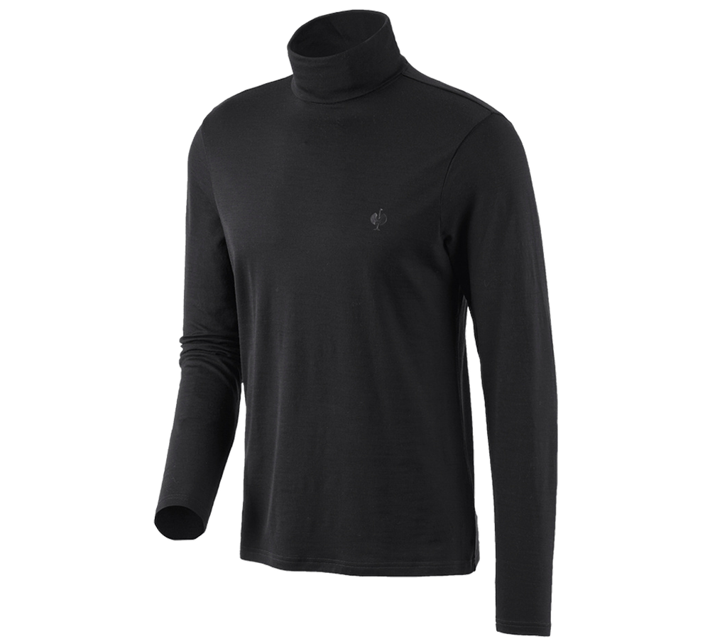 Shirts, Pullover & more: Turtle neck shirt Merino e.s.trail + black