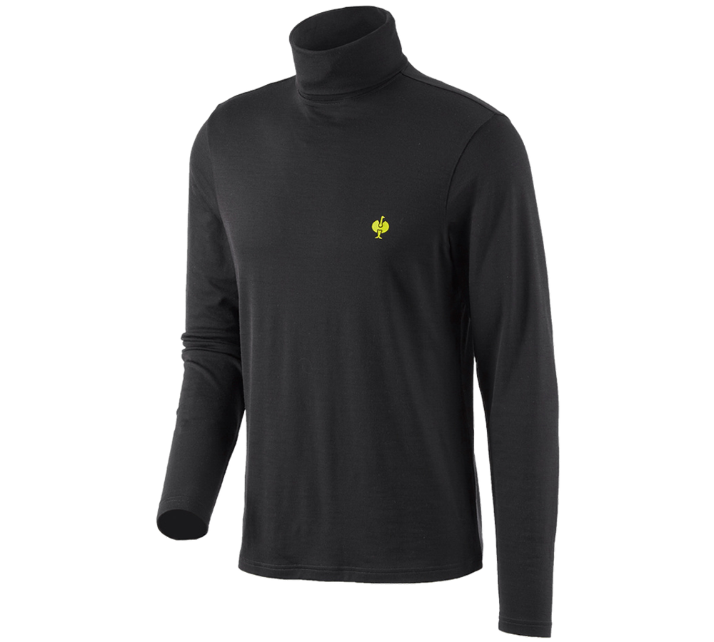 T-Shirts, Pullover & Skjorter: Rullekravetrøje Merino e.s.trail + sort/syregul