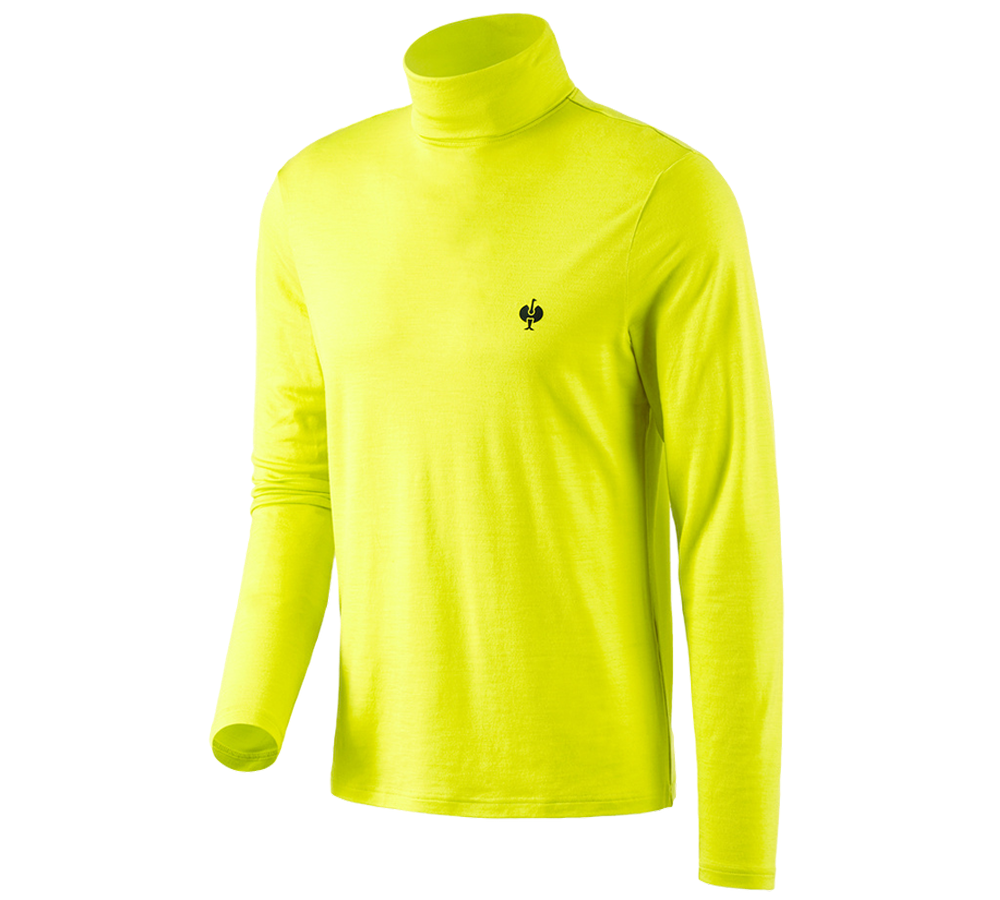 T-Shirts, Pullover & Skjorter: Rullekravetrøje Merino e.s.trail + syregul/sort