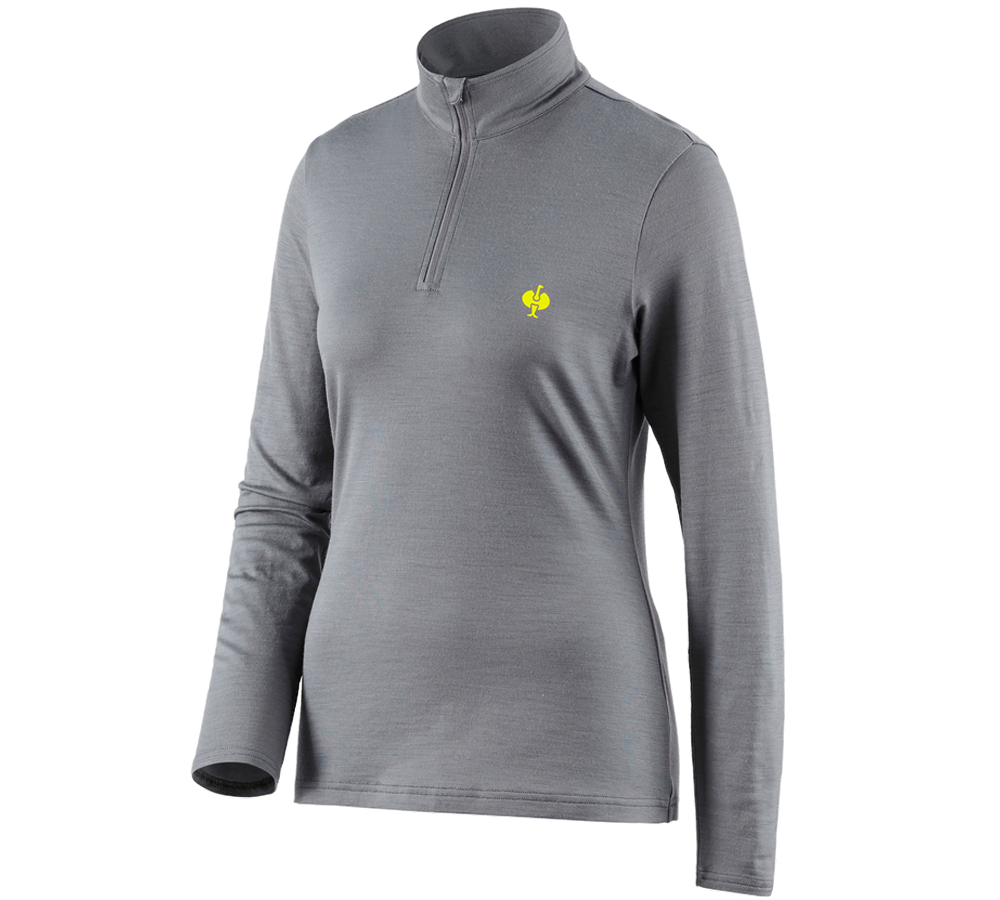 T-Shirts, Pullover & Skjorter: Trøje Merino e.s.trail, damer + basaltgrå/syregul
