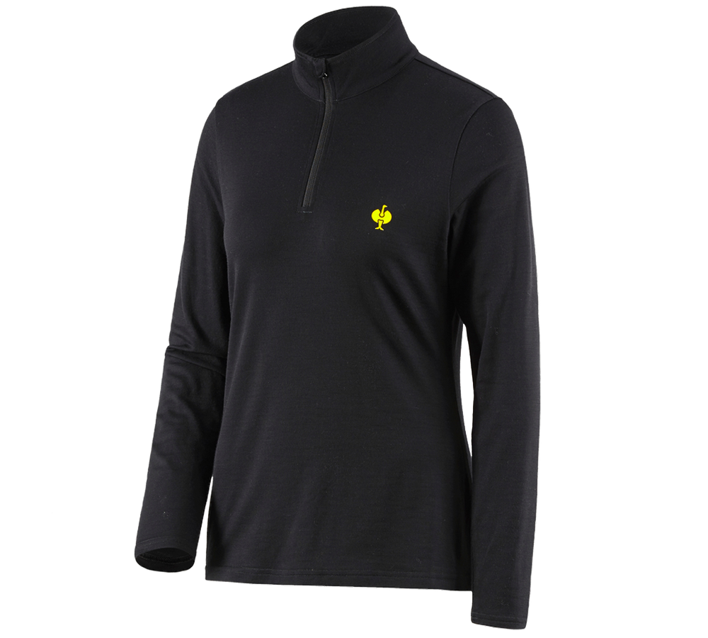 T-Shirts, Pullover & Skjorter: Trøje Merino e.s.trail, damer + sort/syregul