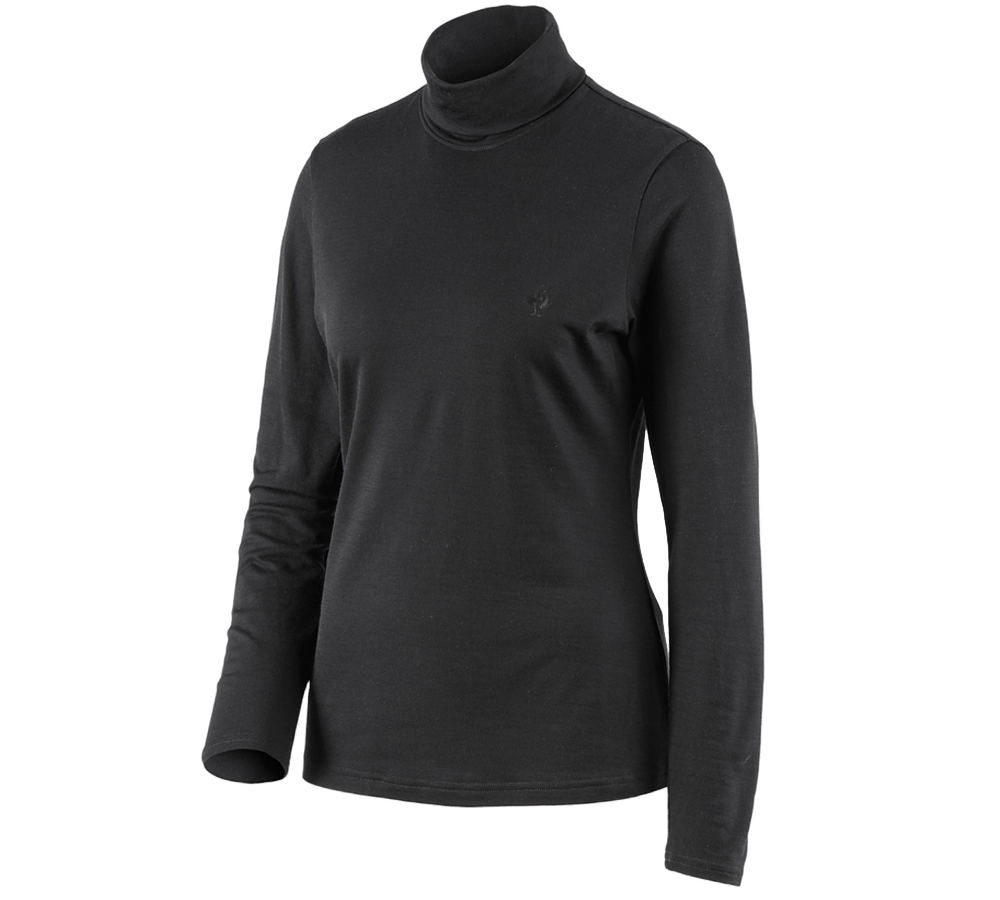T-Shirts, Pullover & Skjorter: Rullekravetrøje Merino e.s.trail, damer + sort