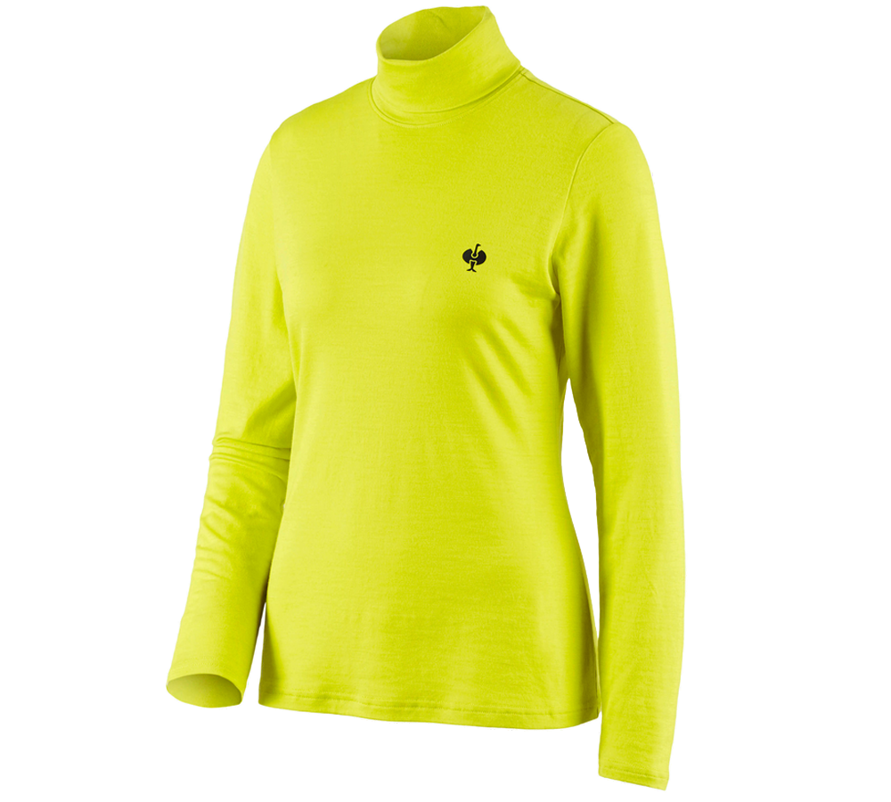 T-Shirts, Pullover & Skjorter: Rullekravetrøje Merino e.s.trail, damer + syregul/sort