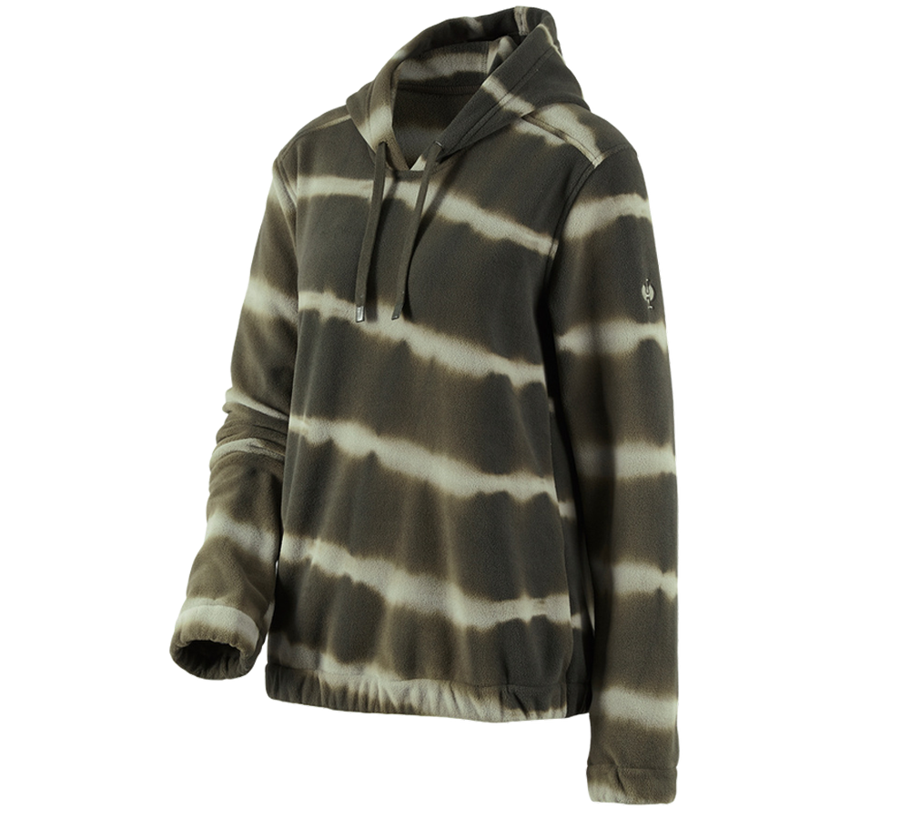 T-Shirts, Pullover & Skjorter: Fleece Hoody tie-dye e.s.motion ten, damer + camouflagegrøn/mosegrøn