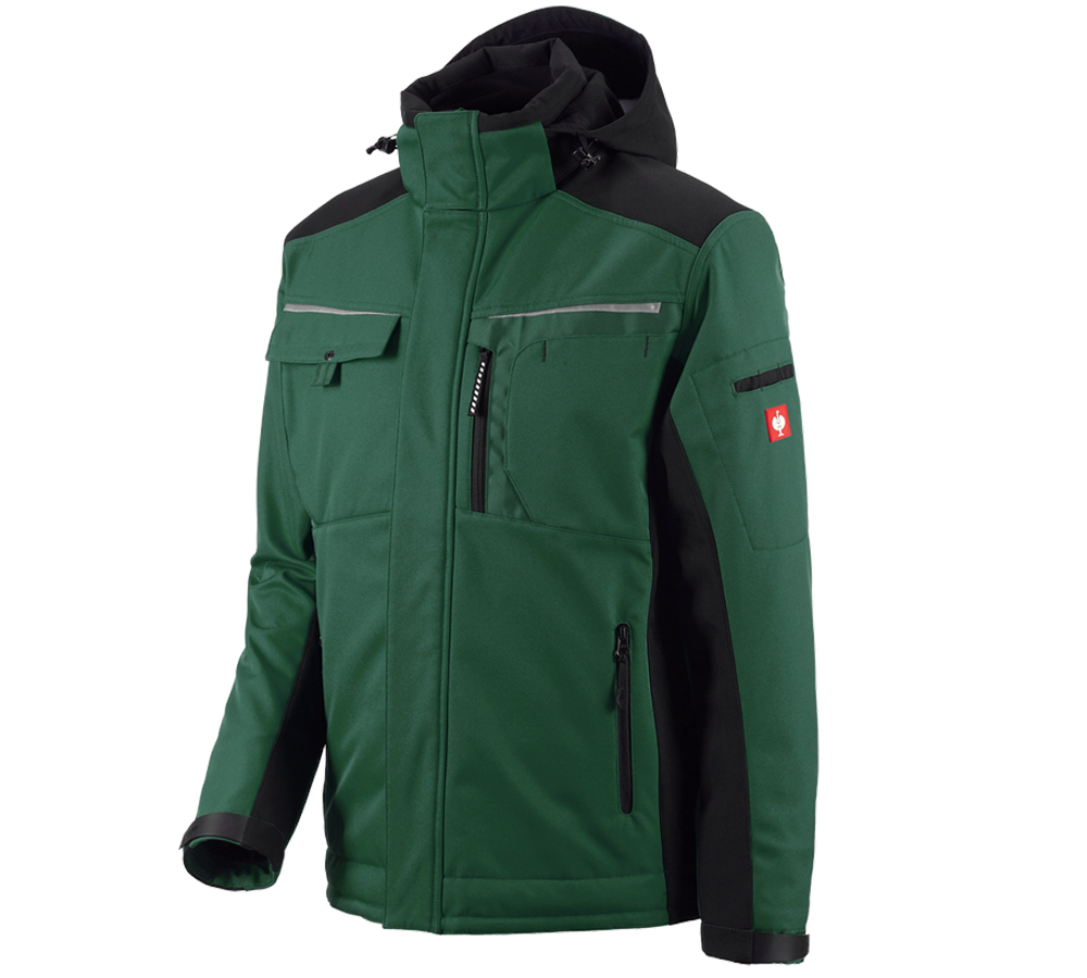 Joiners / Carpenters: Softshell jacket e.s.motion + green/black