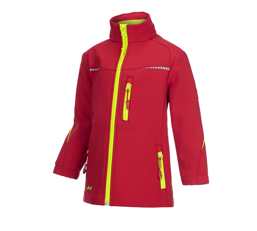 Topics: Softshell jacket e.s.motion 2020, children's + fiery red/high-vis yellow