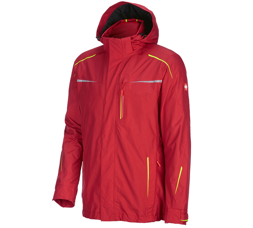 Plumbers / Installers: 3 in 1 functional jacket e.s.motion 2020, men's + fiery red/high-vis yellow