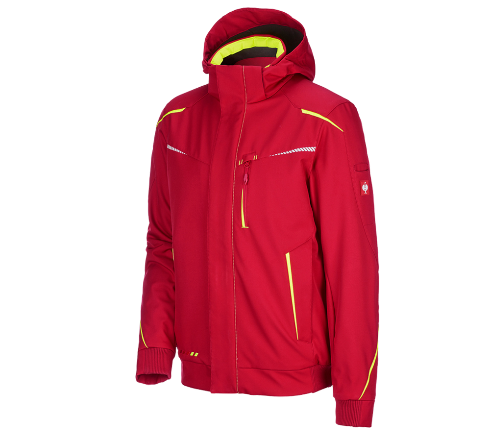 Gardening / Forestry / Farming: Winter softshell jacket e.s.motion 2020, men's + fiery red/high-vis yellow