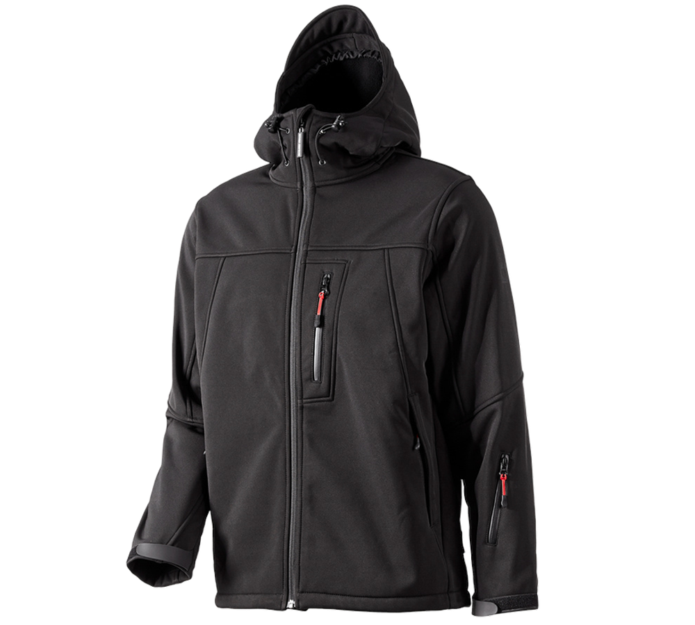 Work Jackets: Softshell hooded jacket Aspen + black