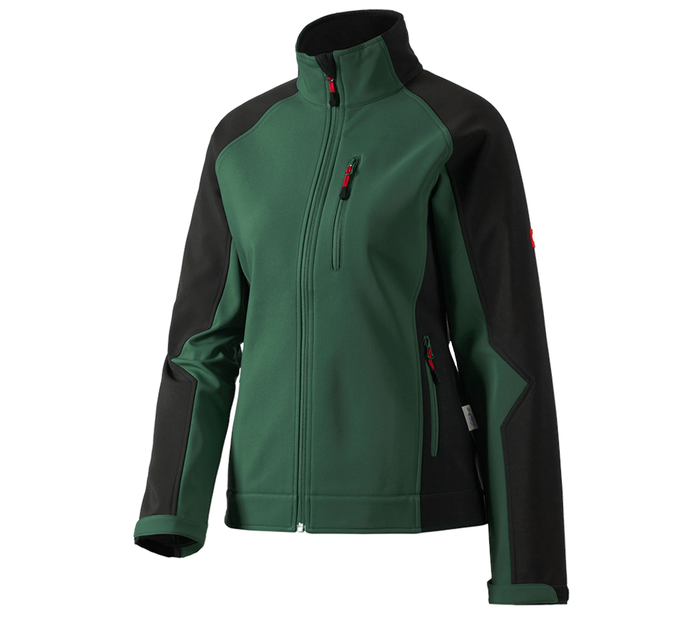 Work Jackets: Ladies' softshell jacket dryplexx® softlight + green/black