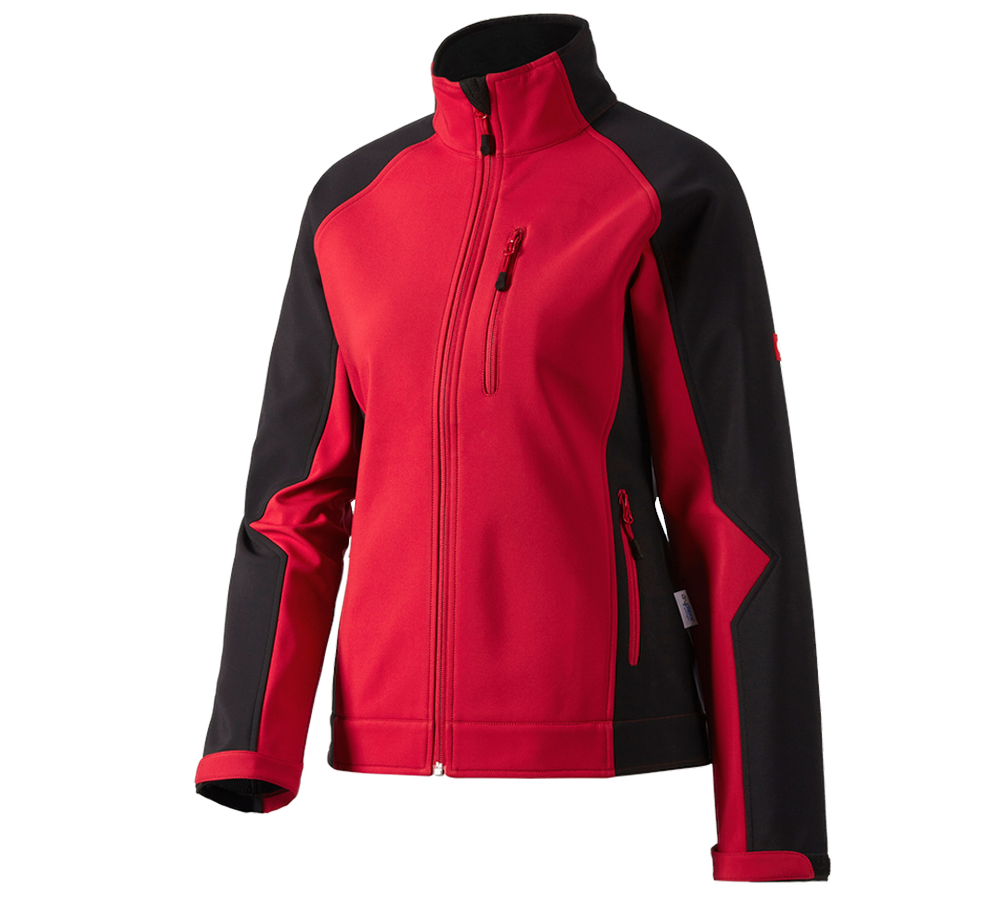 Work Jackets: Ladies' softshell jacket dryplexx® softlight + red/black