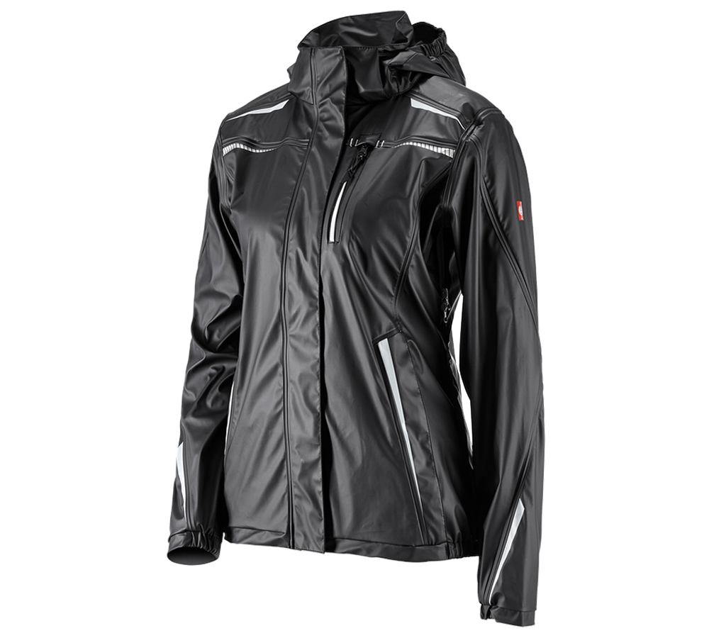 Work Jackets: Rain jacket e.s.motion 2020 superflex, ladies' + black/platinum