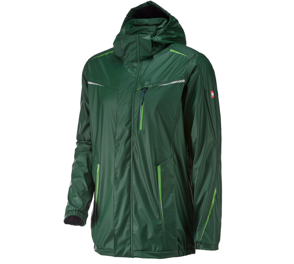 Work Jackets: Rain jacket e.s.motion 2020 superflex + green/seagreen