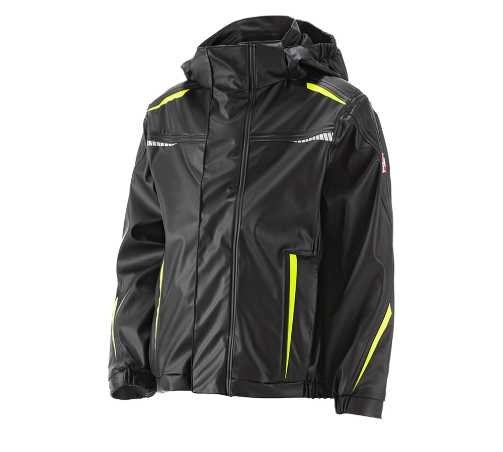 Jackets: Rain jacket e.s.motion 2020 superflex, children's + black/high-vis yellow/high-vis orange