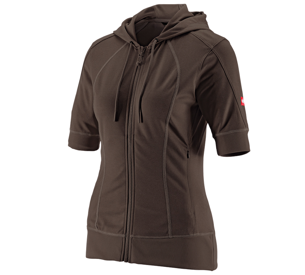 Topics: e.s.Funct. hooded jacket stripe 3/4-sleeve,ladies' + chestnut