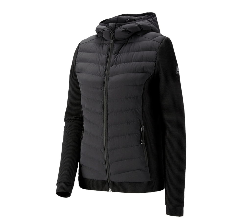 Work Jackets: Hybrid hooded knitted jacket e.s.motion ten,ladies + black