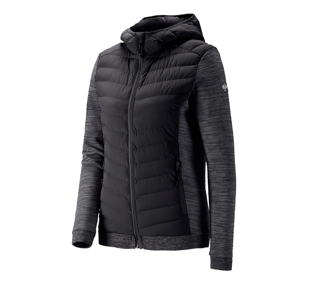 Work Jackets: Hybrid hooded knitted jacket e.s.motion ten,ladies + oxidblack melange