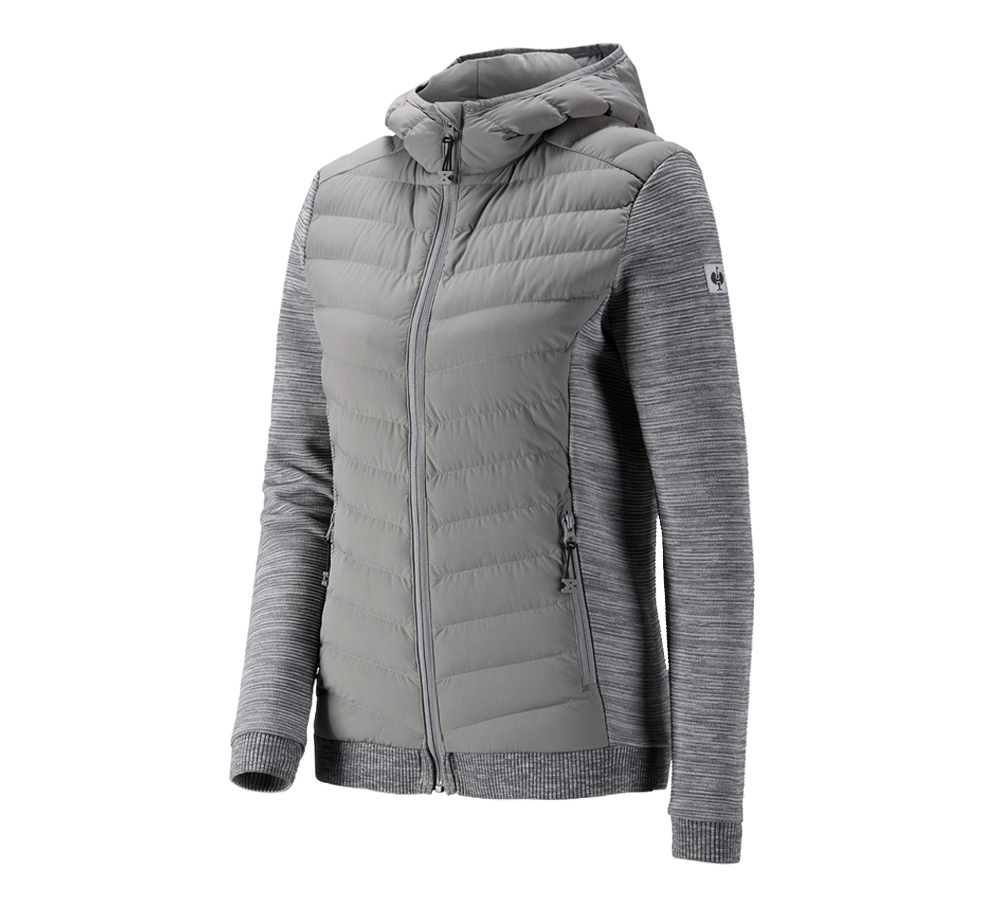 Work Jackets: Hybrid hooded knitted jacket e.s.motion ten,ladies + granite melange