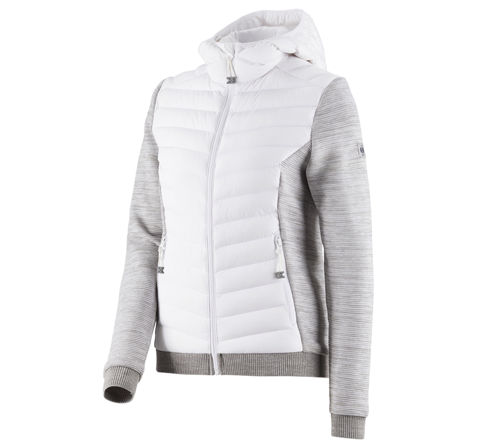 Work Jackets: Hybrid hooded knitted jacket e.s.motion ten,ladies + white melange